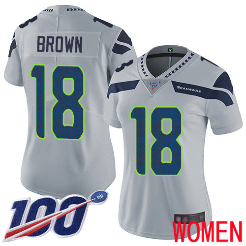 Seattle Seahawks Limited Grey Women Jaron Brown Alternate Jersey NFL Football #18 100th Season Vapor Untouchable->youth nfl jersey->Youth Jersey